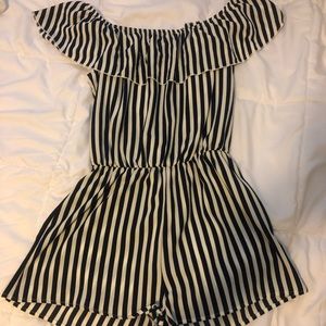 Ambiance- Navy and White Striped Romper